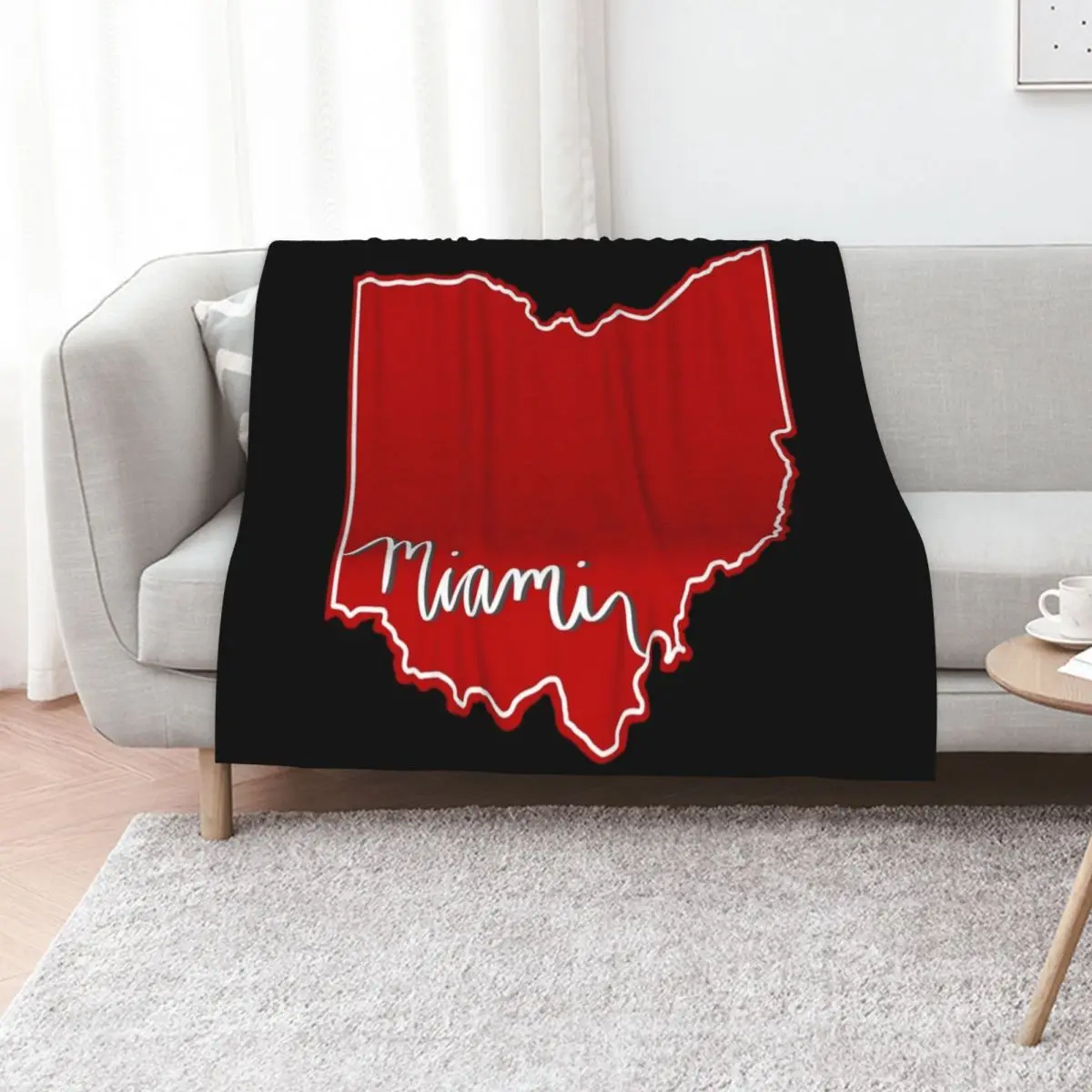 Miami Caligraphy Ohio Outline Throw Blanket Beautifuls For Baby Retros Blankets For Baby Shaggy Blankets