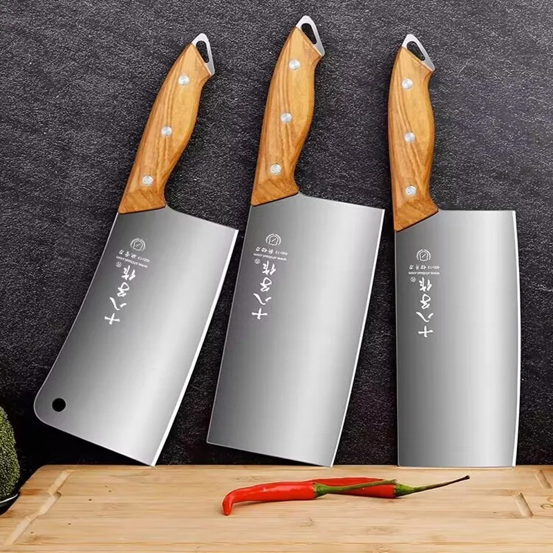 

SHIBAZI Professional Kitchen Knife 4Cr13mov Stainless Steel Chinese Cooking Chef Slicing Chopping Knife Cleaver Knives Set