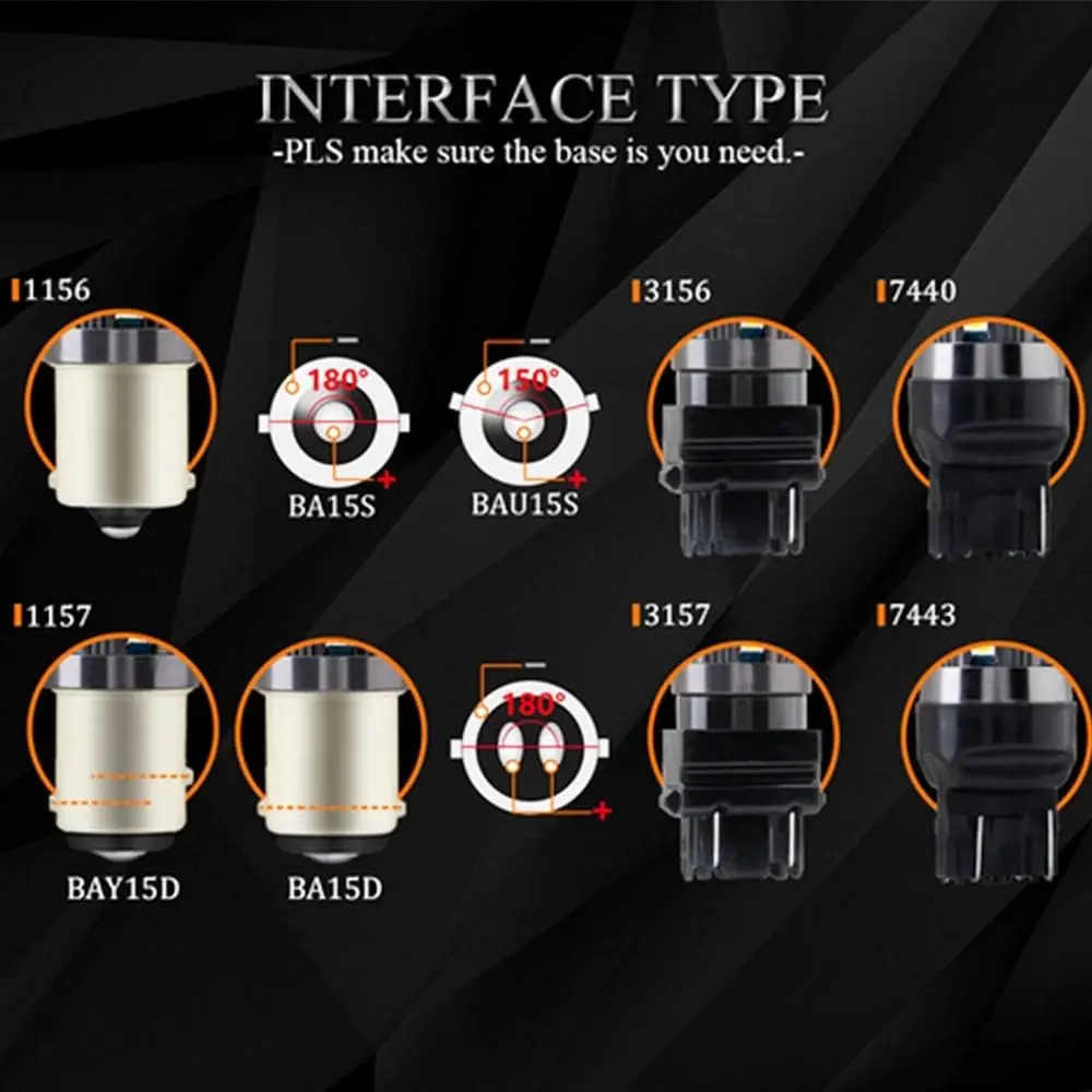 Żarówki LED 3157 3156 3057 4157 3056 Bursztynowe Żółte 12-24V Super Jasne 850 Lumenów Zamiennik do Żarówek Światła Stop (Zestaw 4 szt.)