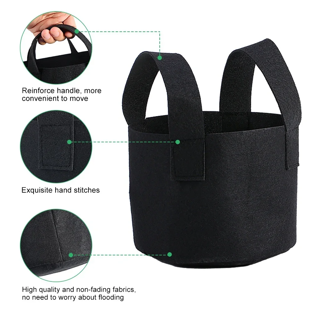 1mm Black Plants Growing Bag Vegetable Flower Aeration Planting Pot Container 14x18cm 18x20cm 20x25cm 25x30cm 30x 35cm 28x40cm