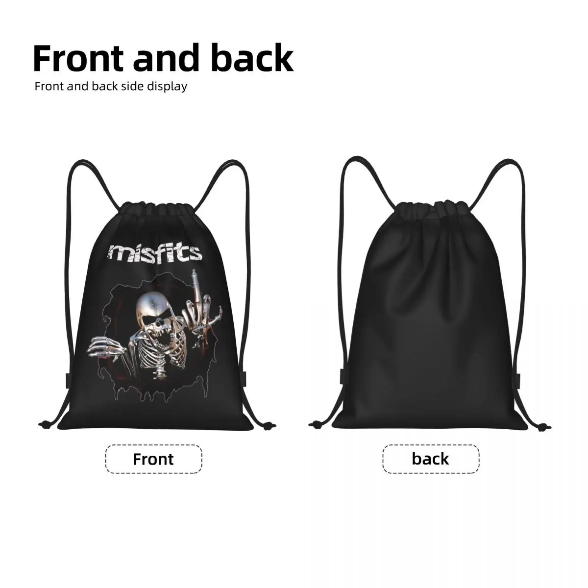 Horror Rock Band Misfits Skull Drawstring Bag Men Women Foldable Gym Sports Sackpack Heavy Metal Training Backpacks