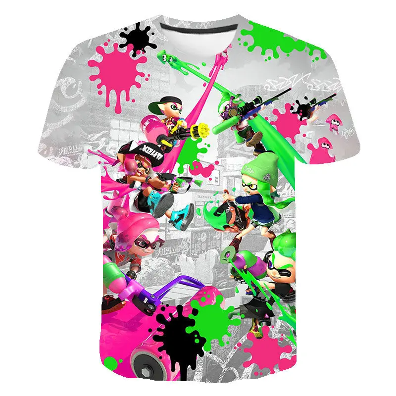 T-shirt Splatoon imprimé en 3D pour enfants, vêtements unisexes pour enfants, dessins animés à la mode, garçons et filles, été, nouveau, chaud