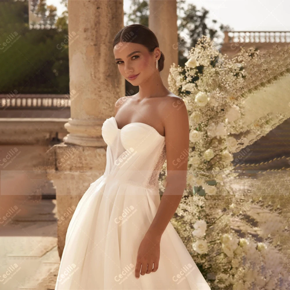 Vestidos de casamento clássicos linha a vestidos de noiva fora do ombro mangas puff roupões para festa formal gracioso vestidos de novia 2024