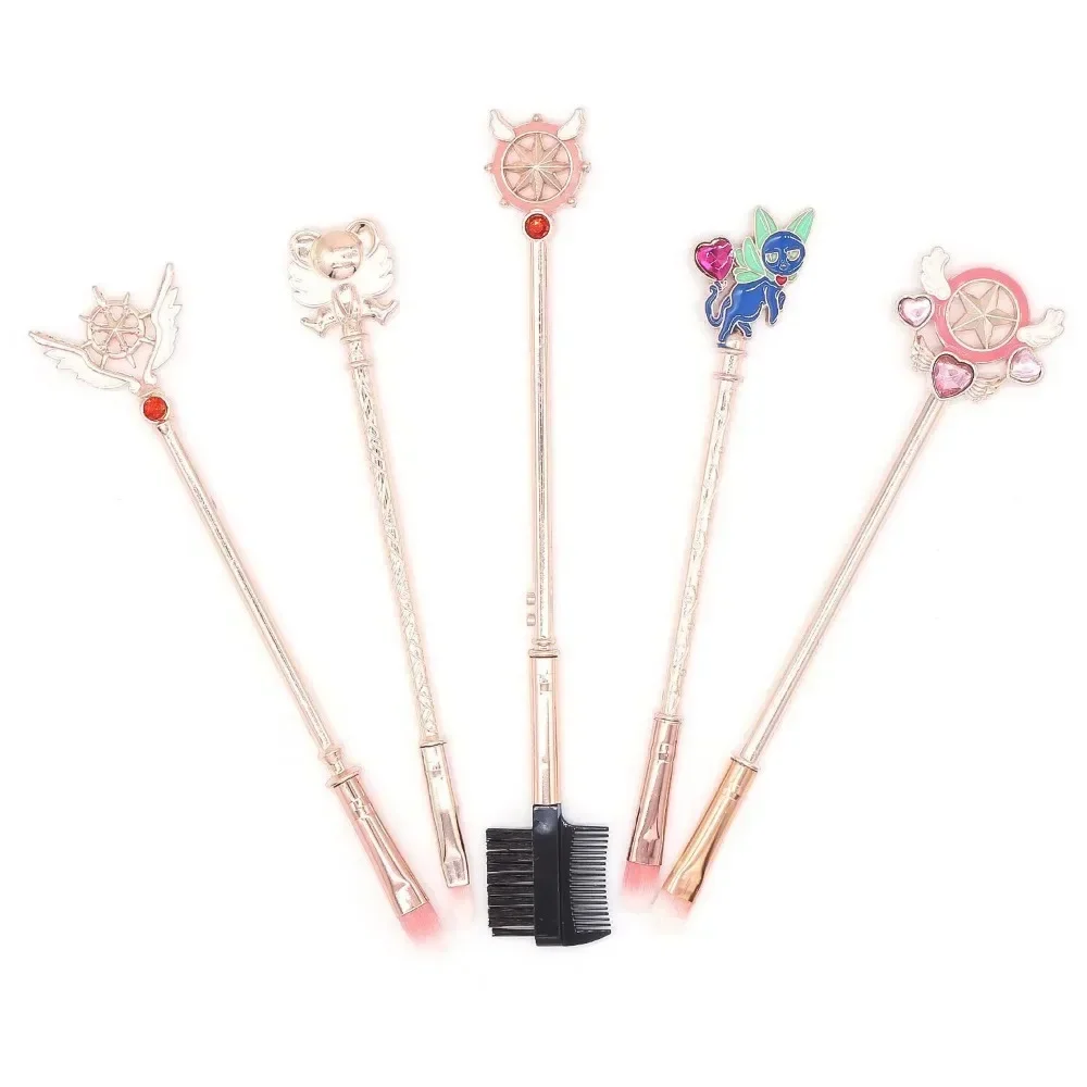 Sailor Moon Makeup Brush Set Metal Handle Blush Brush Sakura Fairy Tool Beauty 5Pieces Makeup Tool Kits Face Care Products