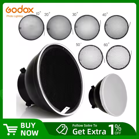 7inch 18cm Standard Reflector Diffuser with 10/20/30/40/50/60 Degree Honeycomb Grid for Bowens Mount Studio Light Strobe Flash