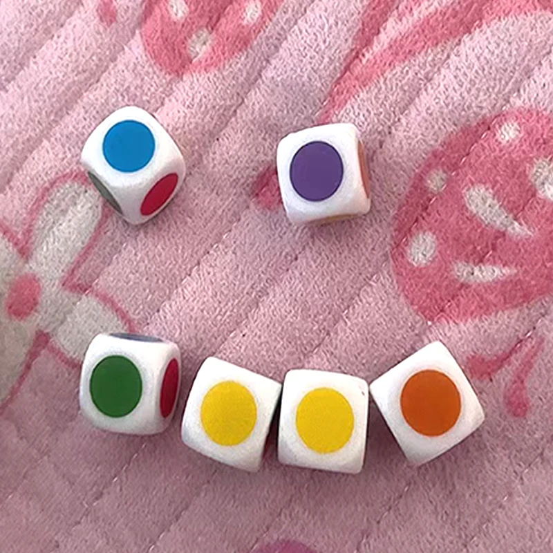 10PCS 16MM Dice with Colored Dots Classroom Prizes Teaching Supplies Math Educational Toys for Kids Boys Girls