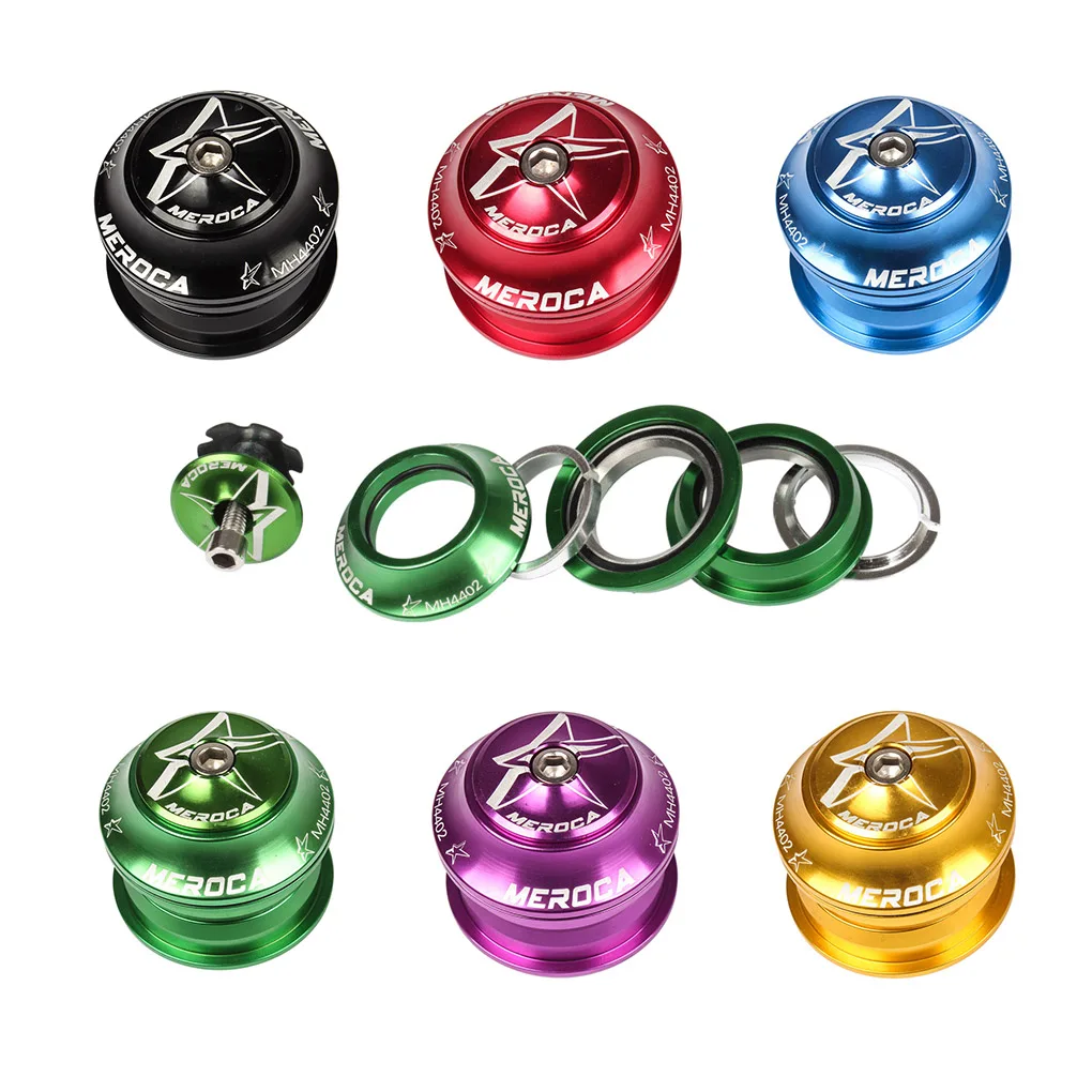 Bike Bearing Headset Front Fork Inner Straight Tube Head Set Headphones Washer Sealed Top Caps Covers Bowl Group Black