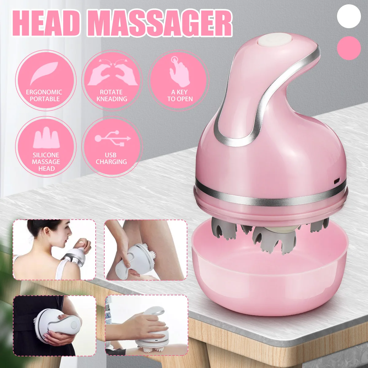 

Electric Head Massager Wireless Scalp Massager Promote Hair Growth Body Deep Kneading Vibration Pet Massage Health USB Charging