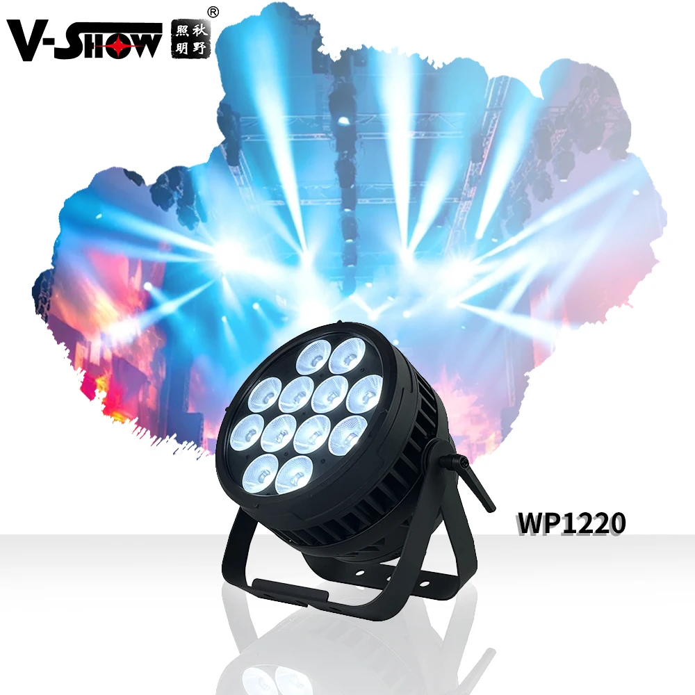 VSHOW WP1220 12PCS 20W Outdoor LED Par Light RGBWAUV 6in1 IP65 Waterproof LED Par Stage Light