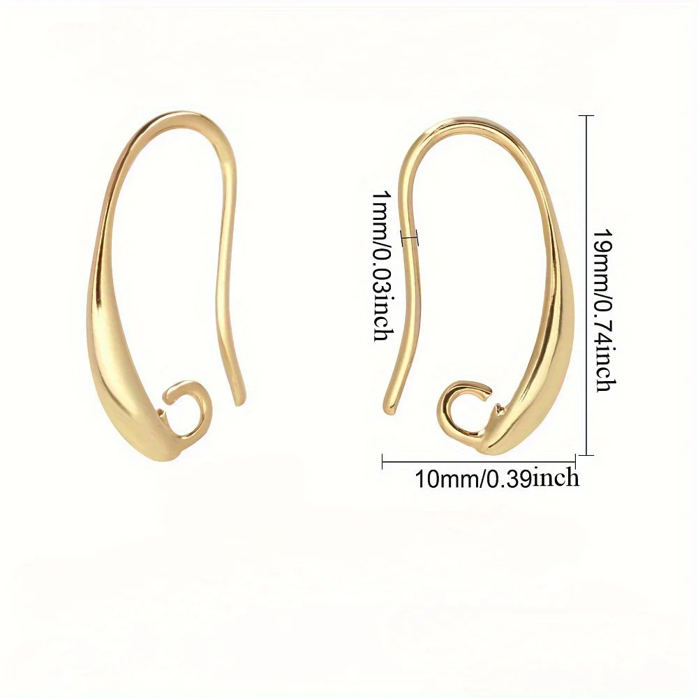 

1 Box of Golden and Golden Mixed Color New Hot Selling New Diy Earrings, Smooth Surface Hook Shaped Jewelry Making Supplies
