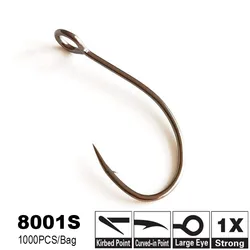 1000pcs/bag 1# 2# 4# 6# 8# 10# 12# 14#  Black Nickel Trout Single Hook With Barb High Carbon Steel Fishing  Spoon  Hooks