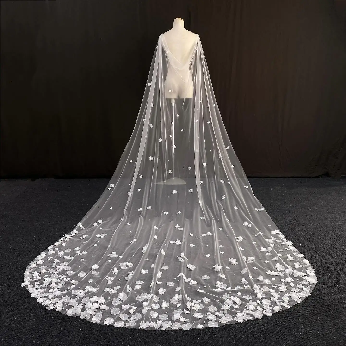 حجاب زفاف رشيق للنساء طبقة واحدة مزين بالدانتيل حافة حجاب مصلى العروس كومبليمنتوس فيلو دي نوفيا مخصص #2