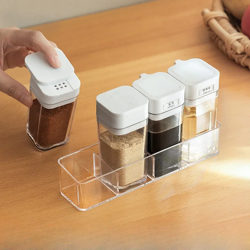 

Kitchen Spice Bottles Set Household Plastic Seasoning Jar Camping Barbecue Sauce Bottle Salt Sugar Shaker Oil Bottle Storage Box