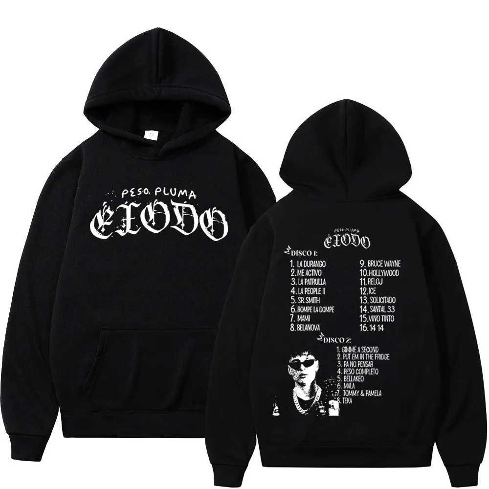 Rapper Peso Pluma Exodo Tour 2024 Hoodie Hip Hop Vintage Oversized Pullovers Men's Women's Fashion Casual Long Sleeve Sweatshirt