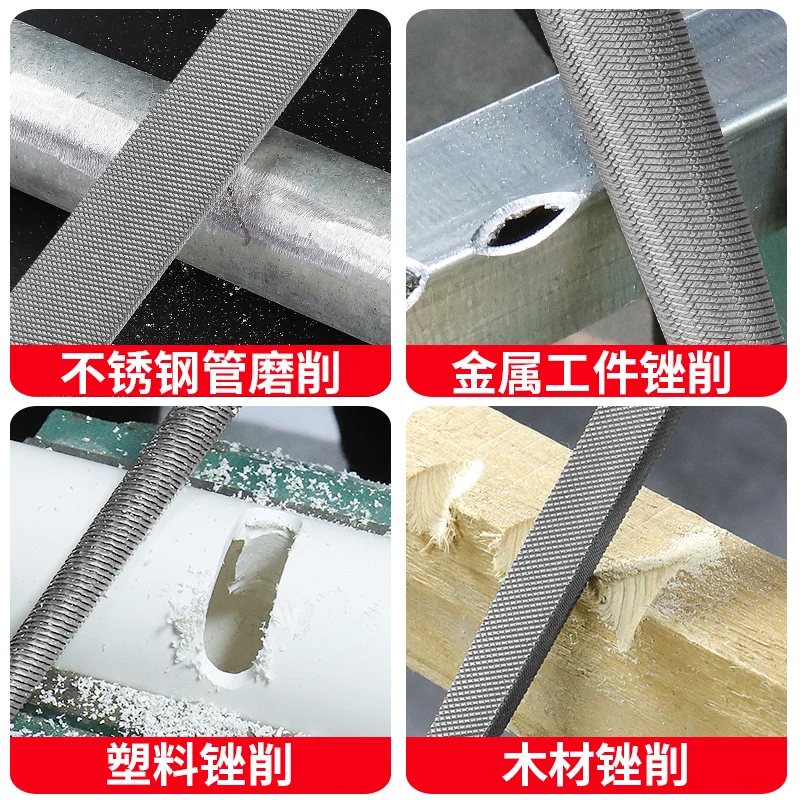 Lima in acciaio, lima semicircolare, diamante piatto, coltello triangolare per sfregamento, strumento per lucidare legno e metallo, denti grossolani denti fini
