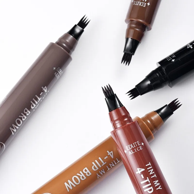 Crayon à sourcils à quatre fourchettes, Simulation sauvage, imperméable, résistant à la sueur, longue durée, sans bavures, liquide fourchu