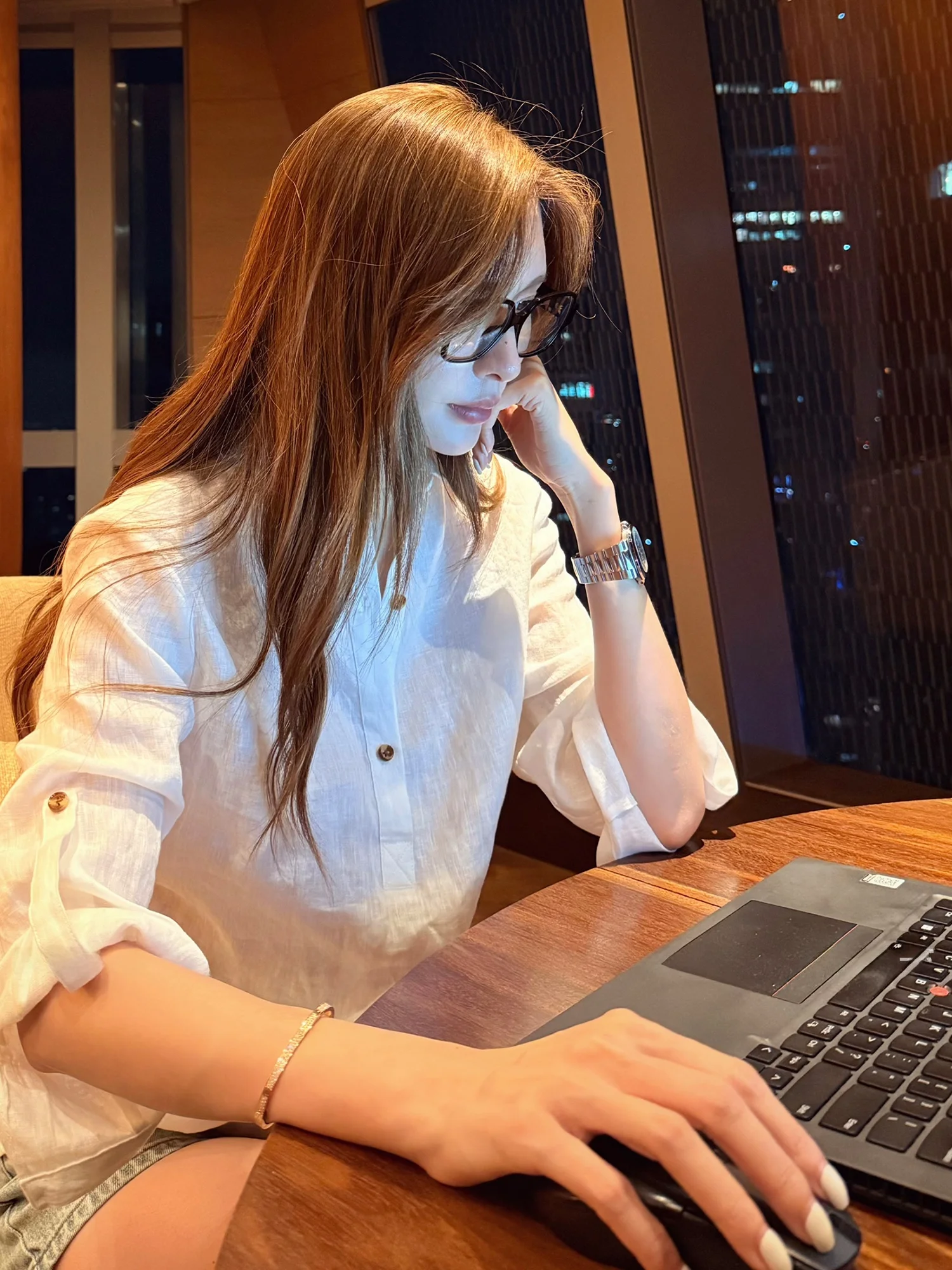 

MBNLF Qin Lei Women's Shirt Three Buttons Loose Fit Linen Casual Style Long Sleeve Breathable Comfortable Skin-Friendly