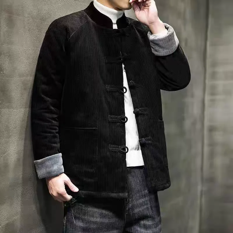 Мужской Thiened Autumn Jaet Tang Sle, новый китайский костюм Zhongan на пуговицах в стиле ретро, модное брендовое длинное пальто с воротником-стойкой