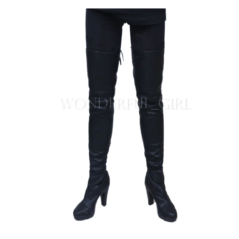 Zapatos de Cosplay de Nier Automata, botas de cuero PU hasta la rodilla, con cordones, color negro, talla 35-47, YoRHa 2B, novedad