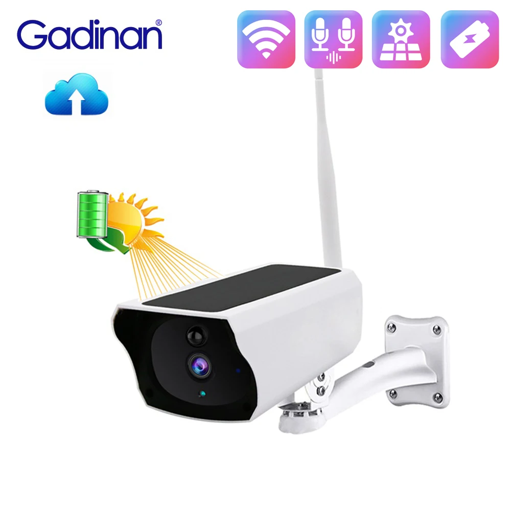 Gadinan 1080P (2MP) PIR Motion Detection Wireless Solar Panel Battery Security Camera Two-Way Voice Intercom IP Camera Eseecloud