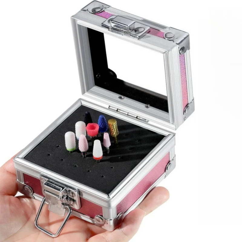 

1pc Professional Nail Drill Bit Holder 25 Holes Aluminum Storage Box for Acrylic Nail Art Tool Organizer