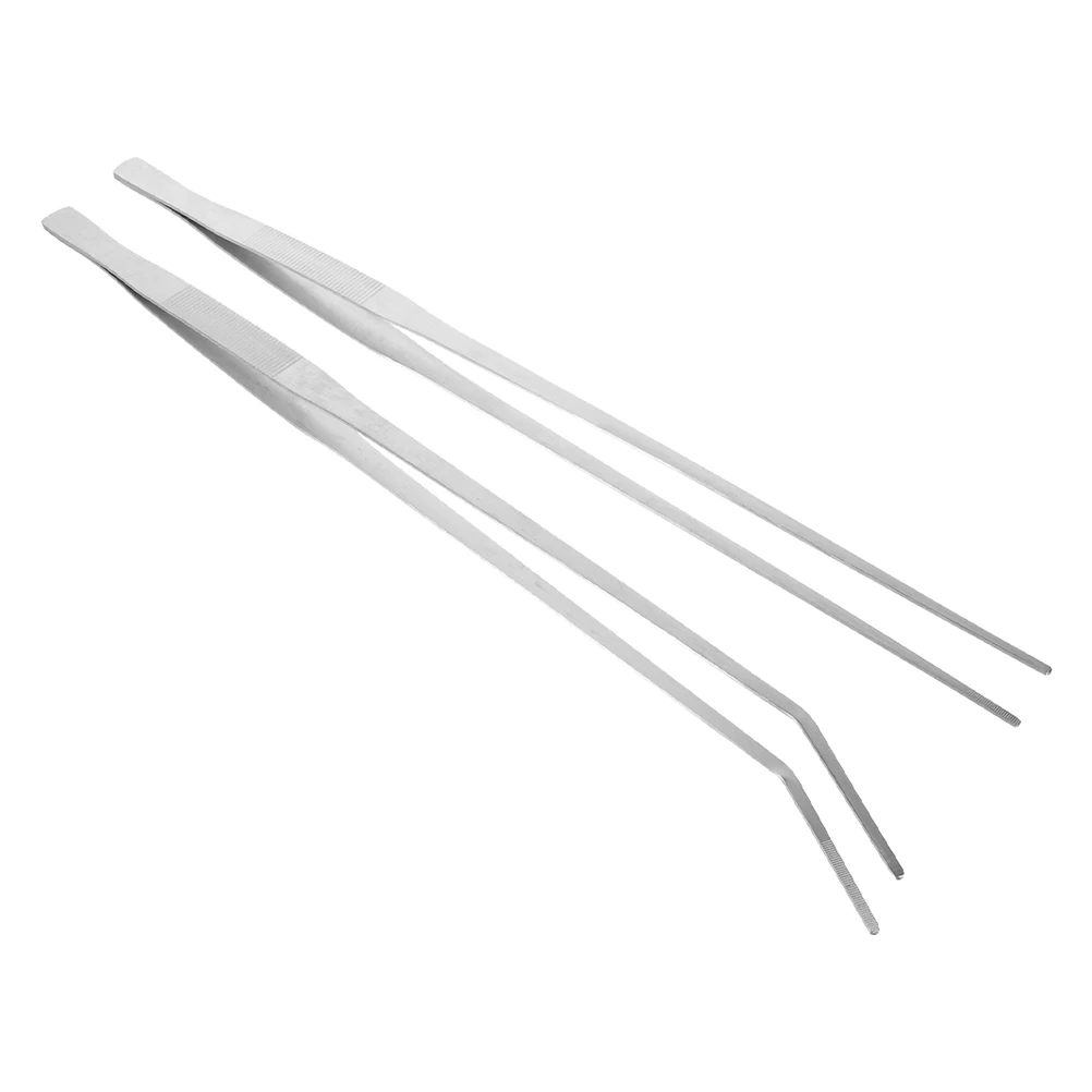 

2Pcs Heavy Duty Feeding Tongs for Aquarium and Reptile Long Straight Curved Tips Metal Tools for Fish Tank Terrarium Maintenance