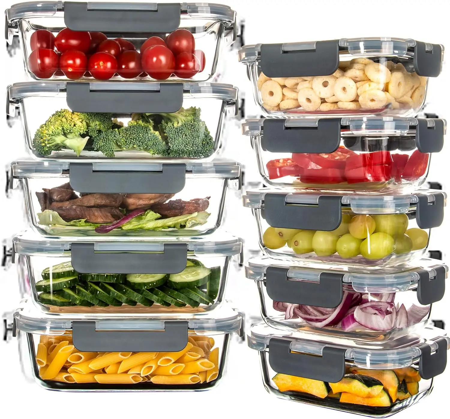 

Glass Meal Prep Containers - 10 Pack Glass Food Storage Containers with Lids for Lunch, On-the-Go, Leftovers, Pantry Or