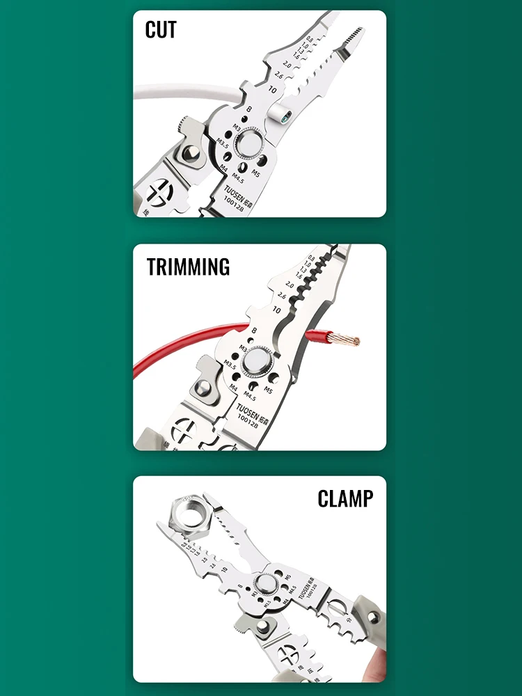 Imagem -06 - Stripper Fio Automático Ajustável de Múltiplos Propósitos Crimper Cabo Cutter Stripping Tool Melhorar Profissional Novo 2024