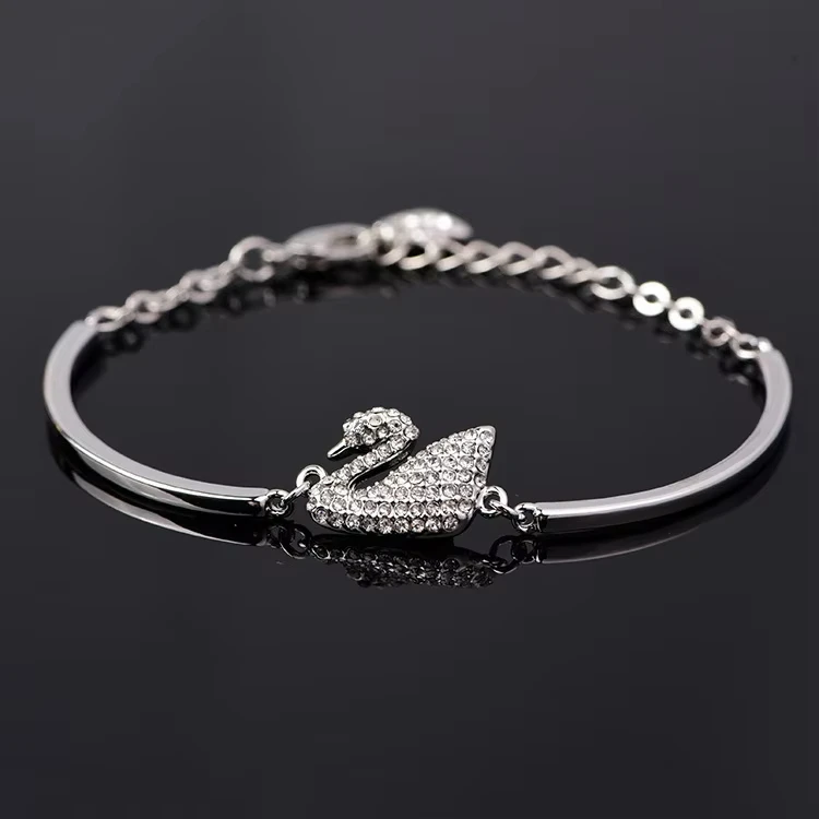 Jardme Charm Swan Bracelet for Women Gold Silver Color Luxurious Exquisite Swan Bangle Daily Wear Fashion Jewelry Gifts