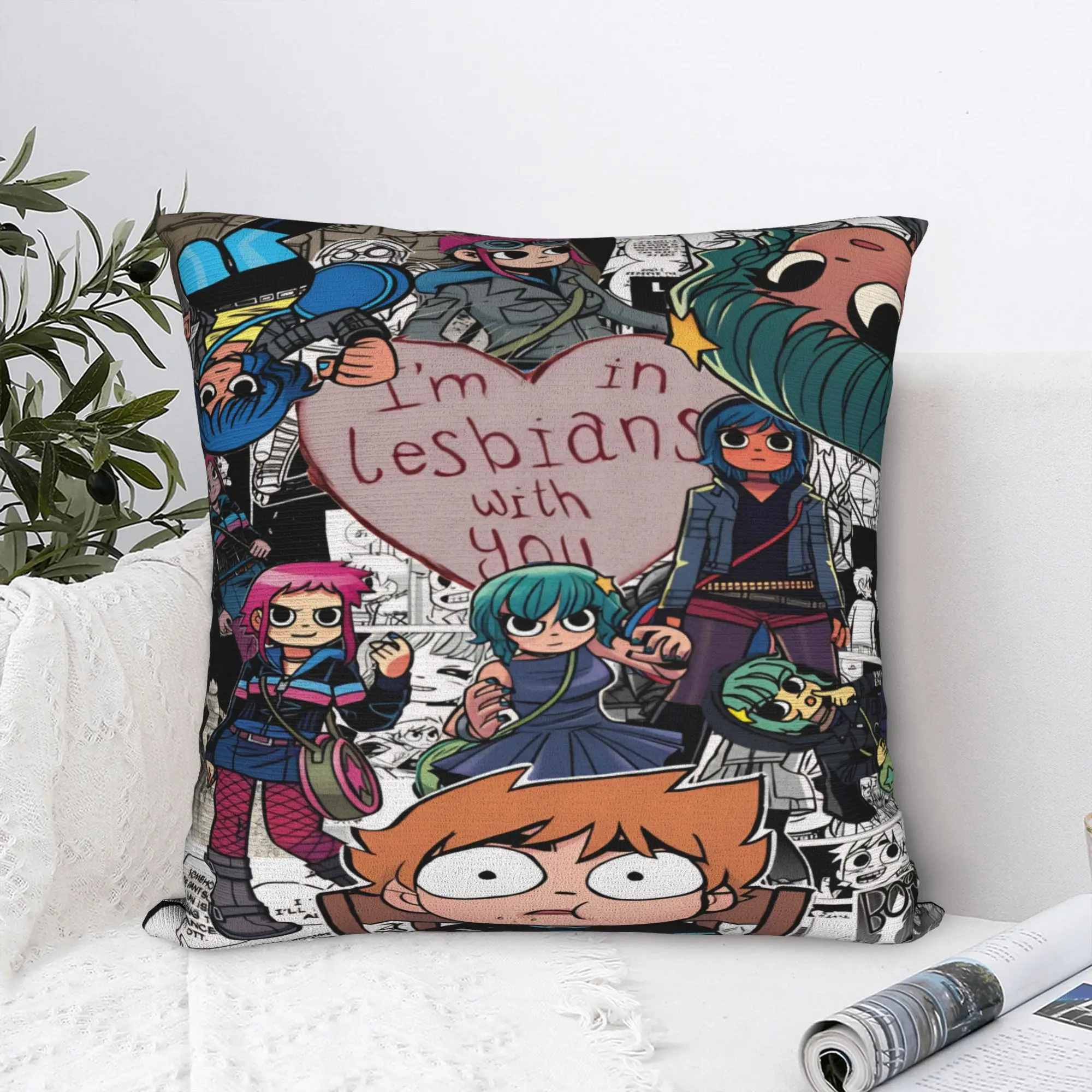 Y2K Seat Scott Pilgrim vs. the World Decor Pillowcase Accessories  Pillow Cover Zipper Multiple Sizes