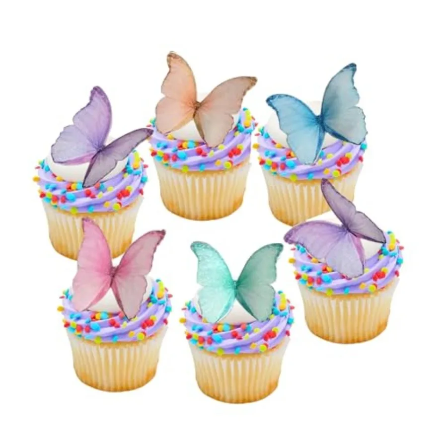 Mariposas Comestibles para Decoración de Pasteles, Mariposas de Papel Obleado para Decorar Cupcakes, Adornos Comestibles para Pasteles para Bodas, Cumpleaños y Fiestas