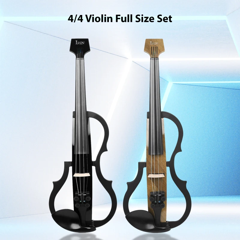 IRIN Violin Intelligent 4/4 Silent Electric Violin Set Carbon Fiber Body ABS Binding with Earphones Cable Shoulder Rest