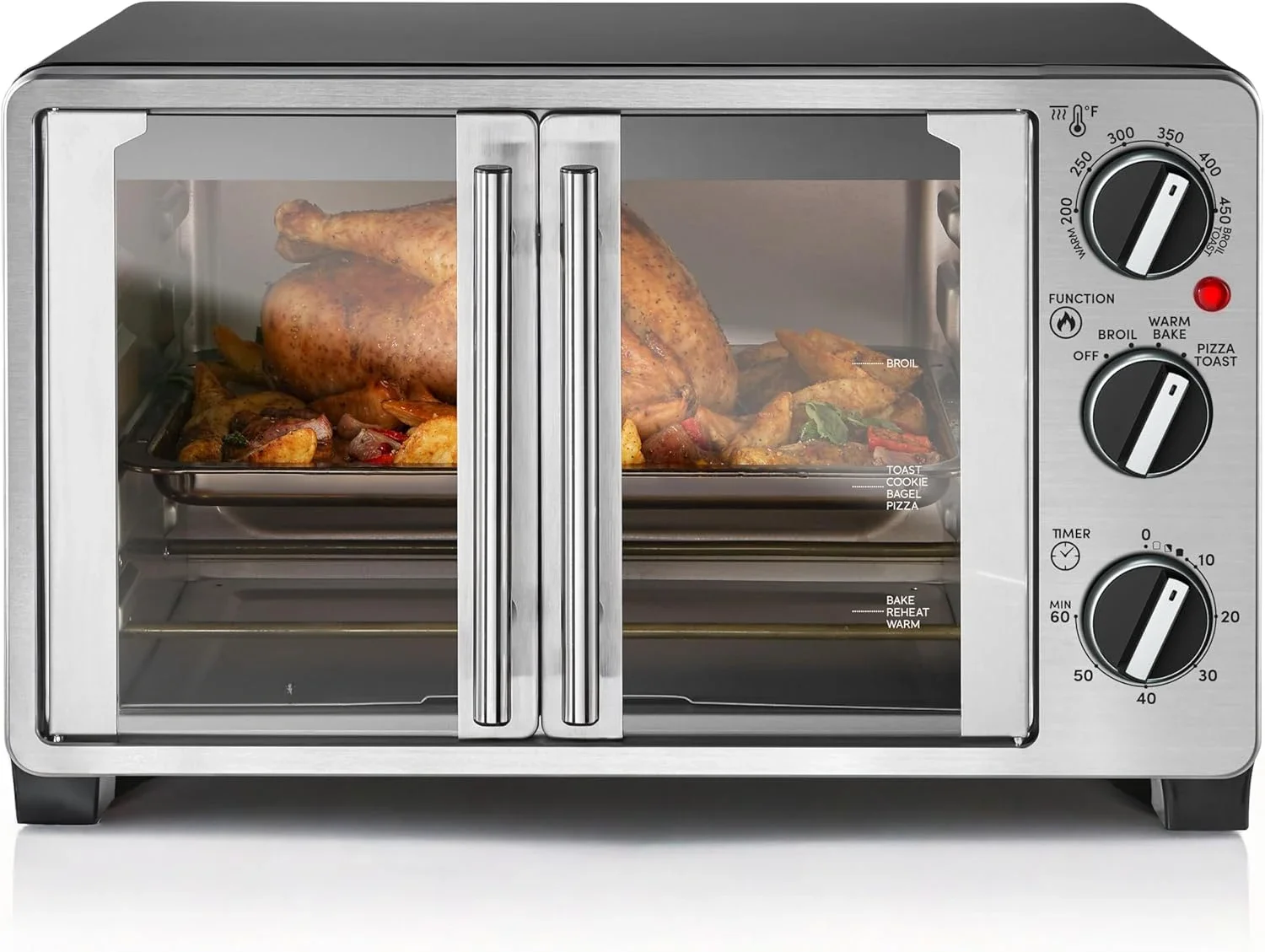 ETO2530M Double French Door Countertop Toaster Oven, Bake, Broil, Toast, Keep Warm, Fits 12