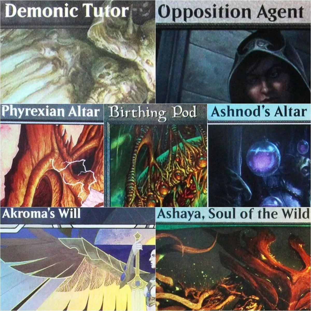 Cartes proxy TCG "Birthing Pod/Phyrexian Altar/Akromas Will/Mana Vault/Archangel of Thune" de qualité supérieure pour jeu de cartes à échanger