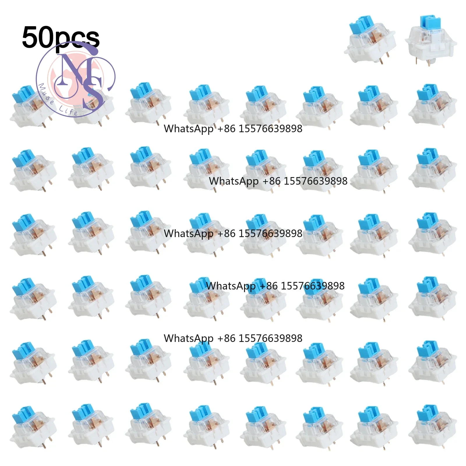 50Pcs 110V 3Pin Plate-mounted Tactile Switch, Normally Open Keyboard Replacement Clicker Switch