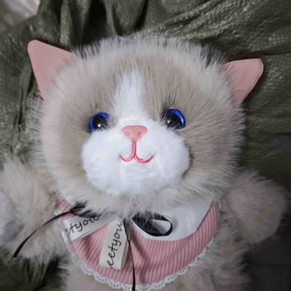 Funny Fur Material Backpack Large Capacity Lifelike Stuffed Animal Bag Fluffy Soft Ragdoll Cat School Bag School