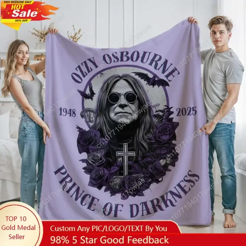 Ozzy Osbourne Blanket Prince of Darkness RIP Ozzy Osbourne Poster Vintage Rock Legend Ozzy Tribute Custom blankets