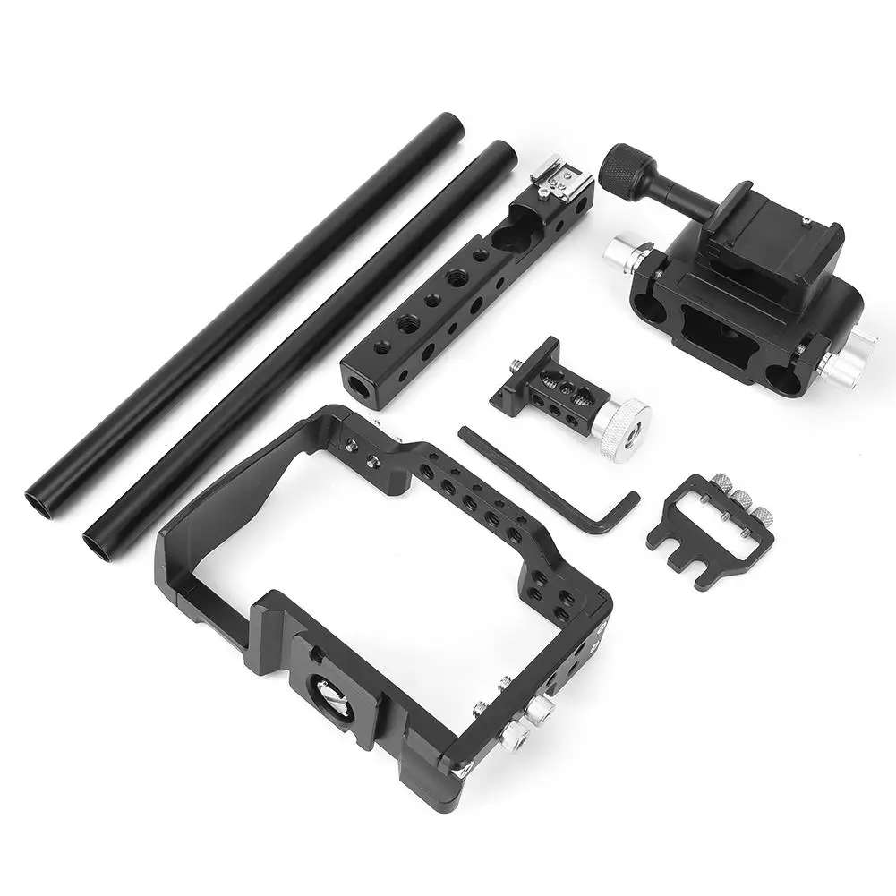 Camera Cage Handle Rig for Sony A6000 A6300 A6500 - Video Stabilizer with Follow Focus for DSLR Mirrorless Filmmaking