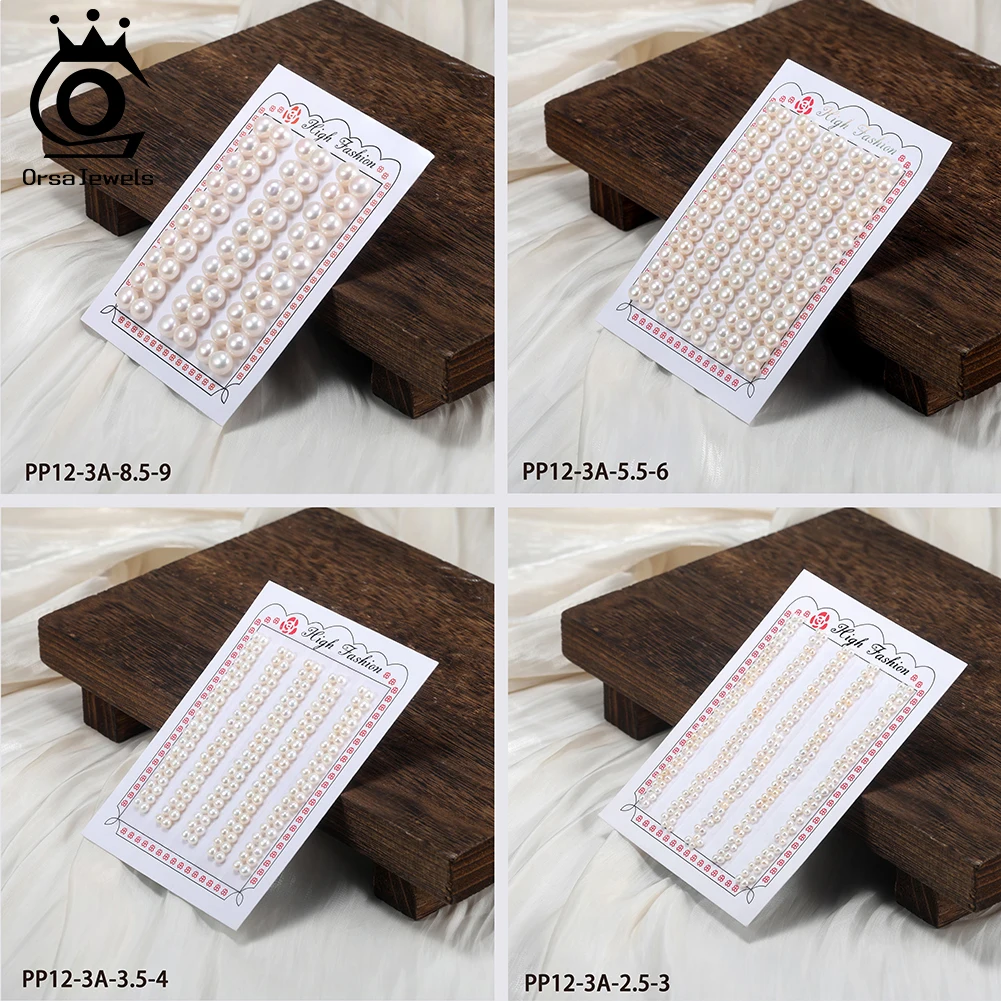 

ORSA JEWELS 2.5mm-12mm 3A Freshwater Pearls Half Round Beads Accessories Bread White Pearls DIY for Women Jewelry Making PP12