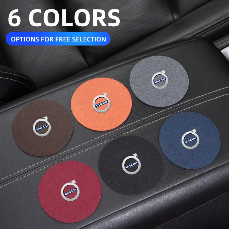 2 قطعة الجلد المدبوغ سيارة كوستر كوب ماء حامل مشروبات حصيرة المضادة للانزلاق وسادة لفولفو S40 S60 S90 XC40 XC60 XC90 V40 V50 V60 V90 C30 C70 S80 #4
