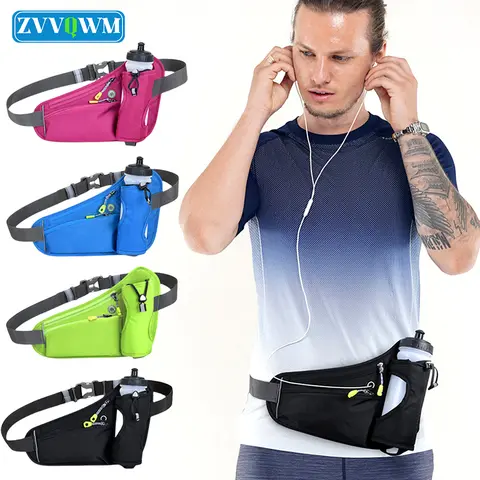 1PCS 방수 러닝 허리 가방 물병 홀더 및 반사 스트립이있는 사이클링 Bumbags, 등산 하이킹 야외 스포츠
