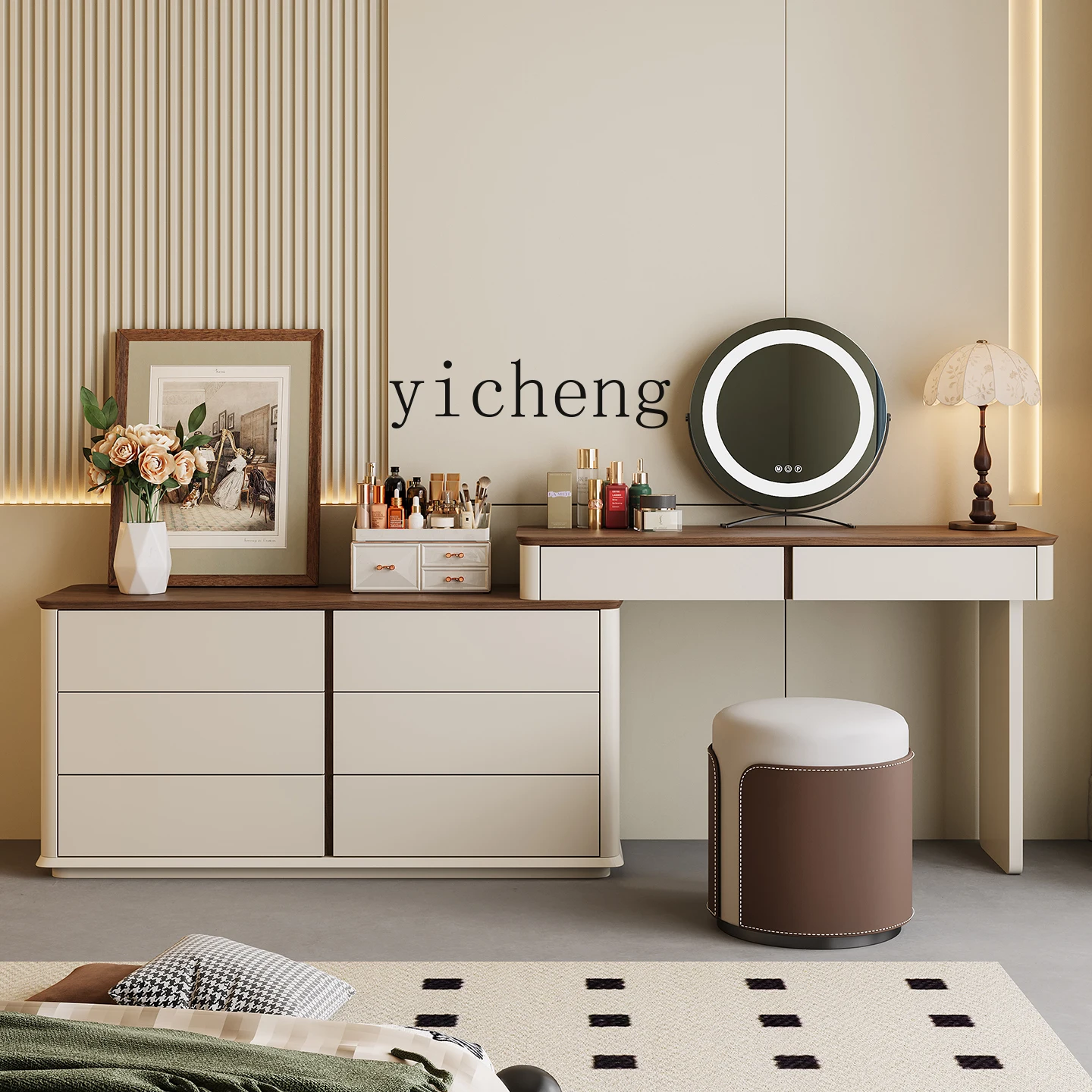 

LSL Dressing Table Storage Home Use Solid Wood Extendable Vintage Style Dressing Table Modern Minimalist