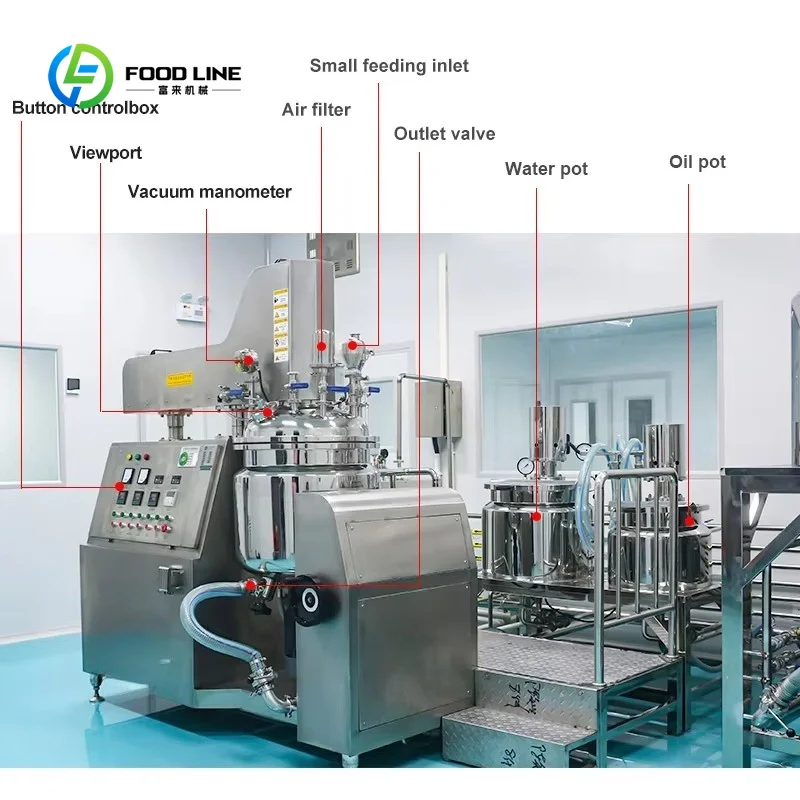 Customized Cosmetic Cream Paste Making Production Equipment Vacuum Emulsifying Homogenizer Machine