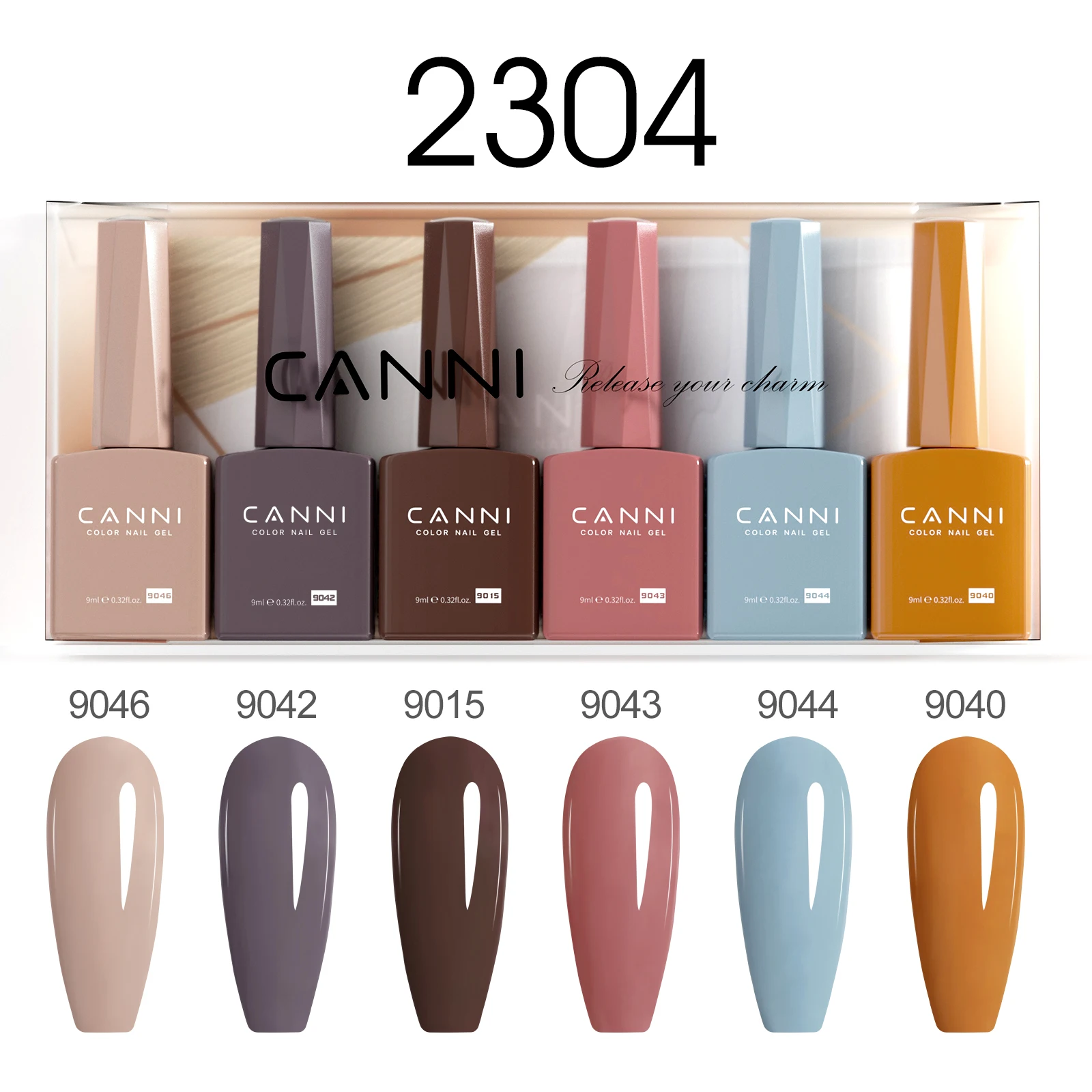 CANNI 6pcs/Lot HEMAFREE Gel Polish Colors Permanent Nail Varnish Set Long Lasting Manicure Base coat Boho Chic Palette Kit-2304