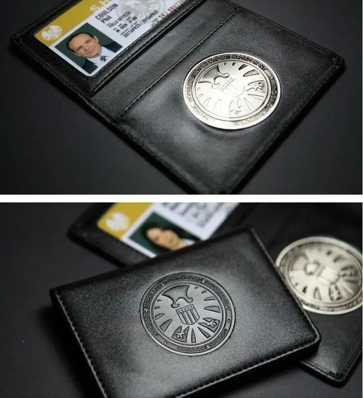 Agents of Shield Badge ID Card Holder Wallet Cosplay Prop Phil Coulson\'s ID Cards Lanyard Hydra Coin Gift for Husband Boyfriend