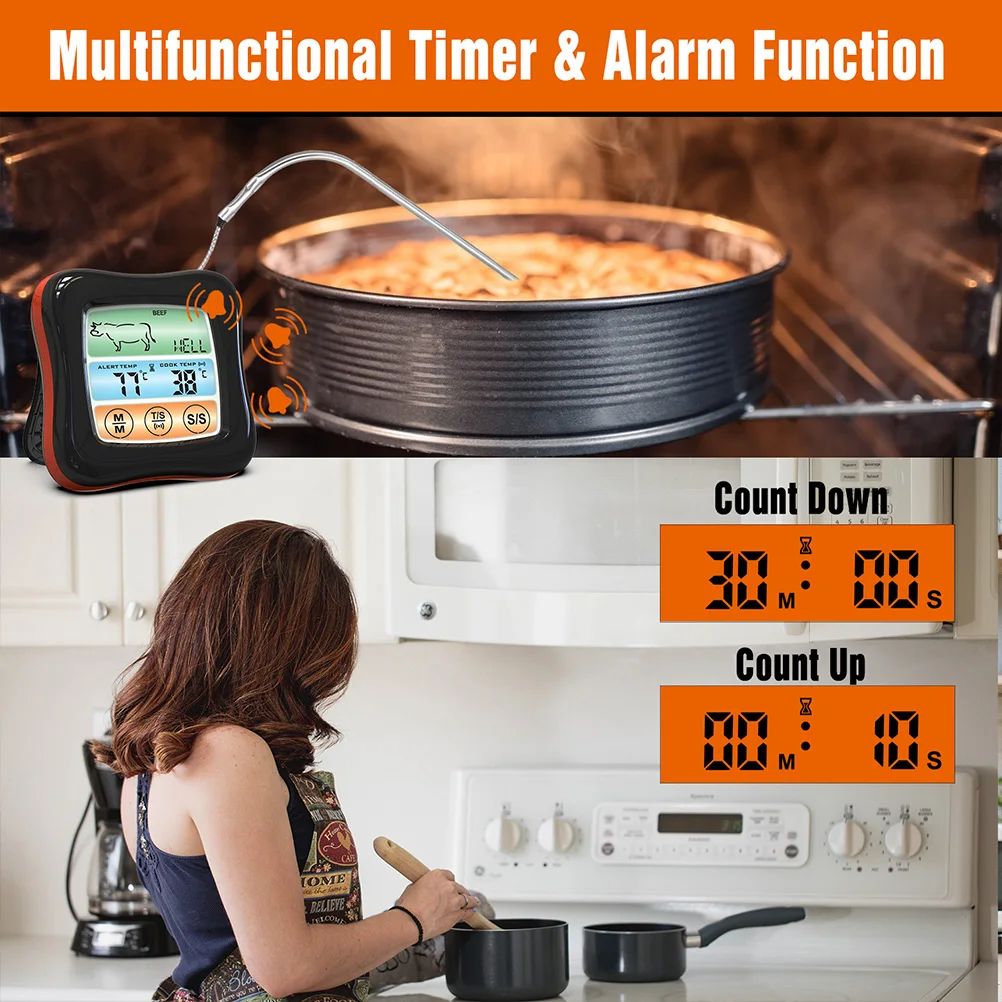 

Touch Screen Food Thermometer 304 Stainless Steel Digital Kitchen Meat BBQ Grill Home Use Accurate Cooking Temperature