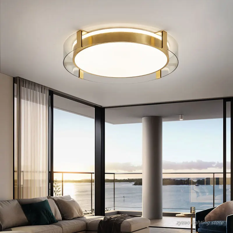 

Nordic Simple Round Copper Ceiling Lamps for Bedroom Living Room Decor Ceiling Lights Home Decor Indoor Lighting Luminaires