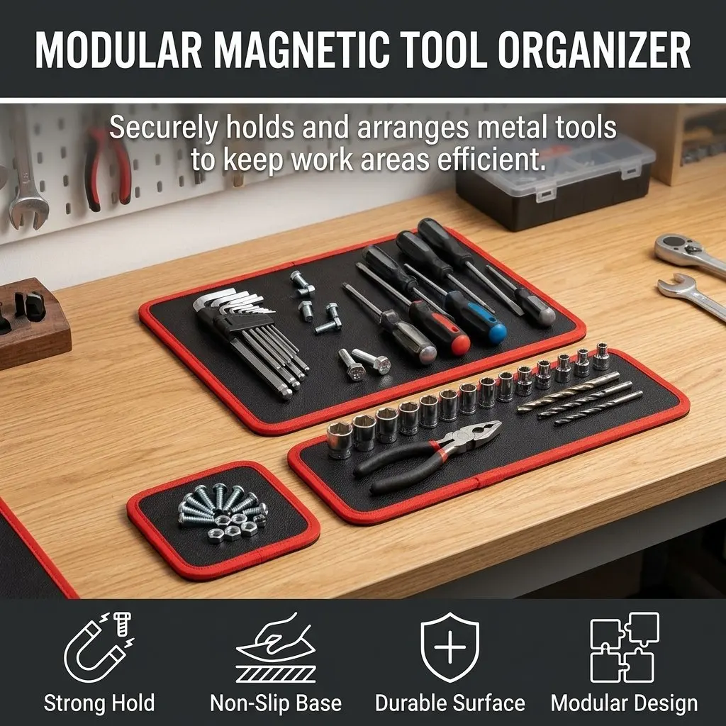 Mechanic Magnetic Tool Mat Set Strong Neodymium Organizer Pad for Auto Repair Electronics Assembly Home DIY Workbench Tray