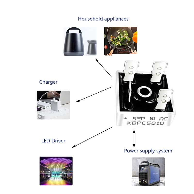 6PCS/Lot KBPC5010 Diode Bridge Rectifiers Diodes 50A 1000V KBPC 5010 power rectifier diode electronic components