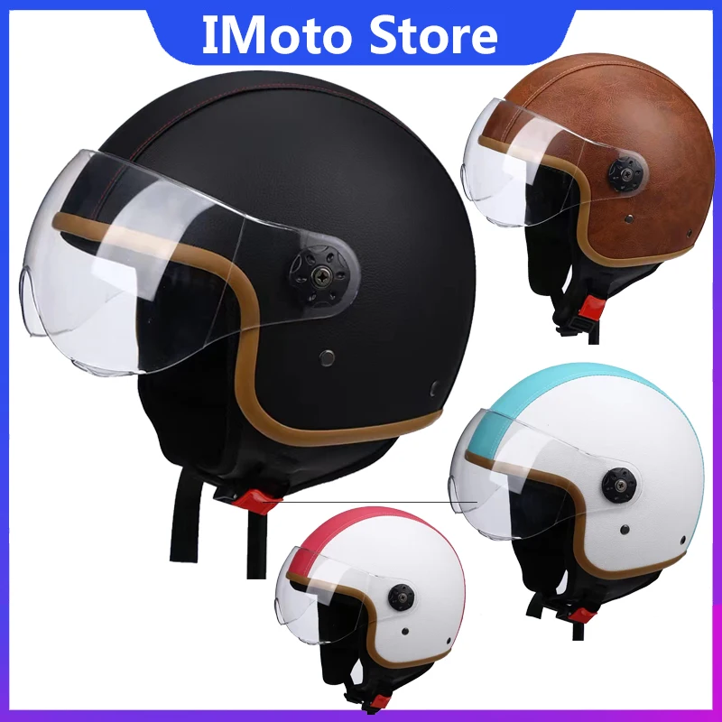 Casco da uomo in tinta unita casco da motociclista elettrico e donna quattro stagioni carino casco estivo per la protezione solare vespa estiva